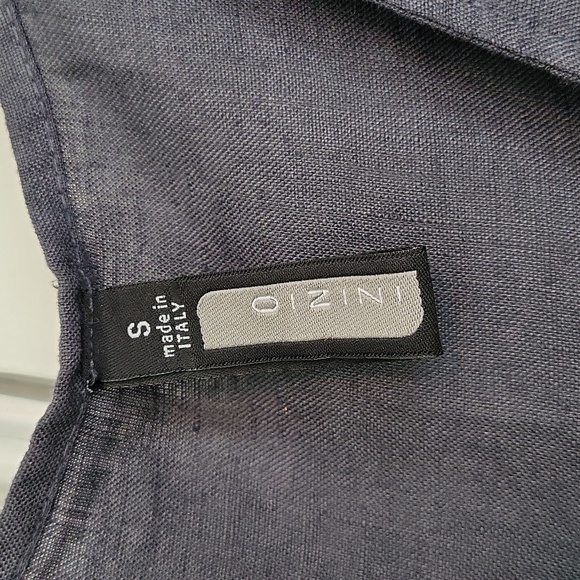 Oizini Lagenlook Linen Sleeveless Faux Wrap Dress - Slate Blue - S - Picture 4 of 10